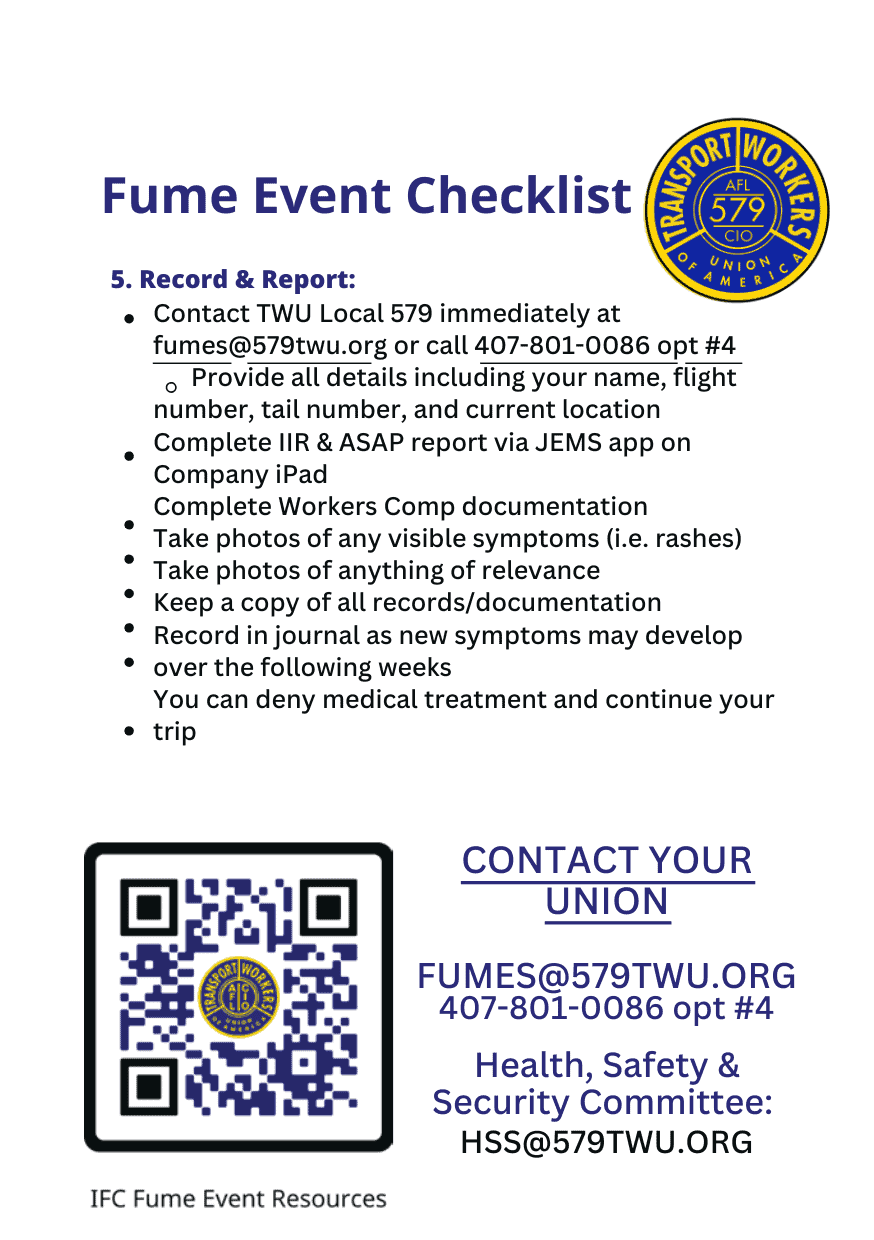 Health, Safety & Security Committee 4 Fume Event Checklist Back